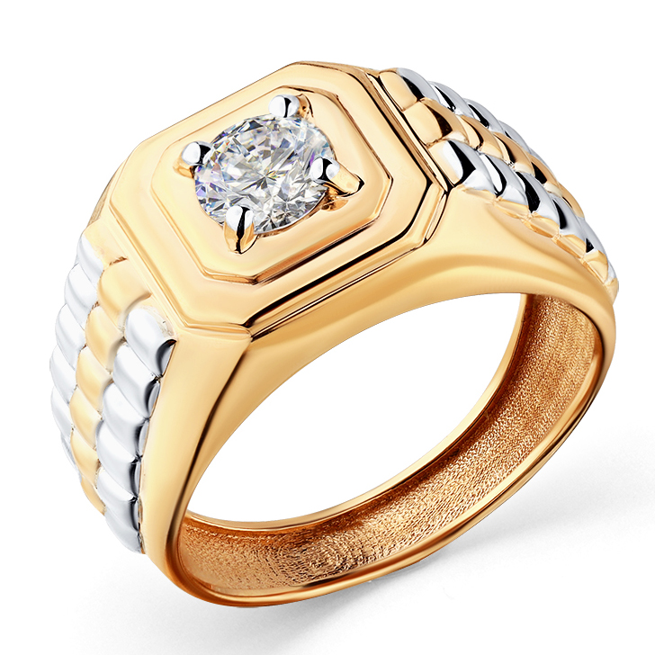 Кольцо, золото, фианит, 001-0496-0001-011